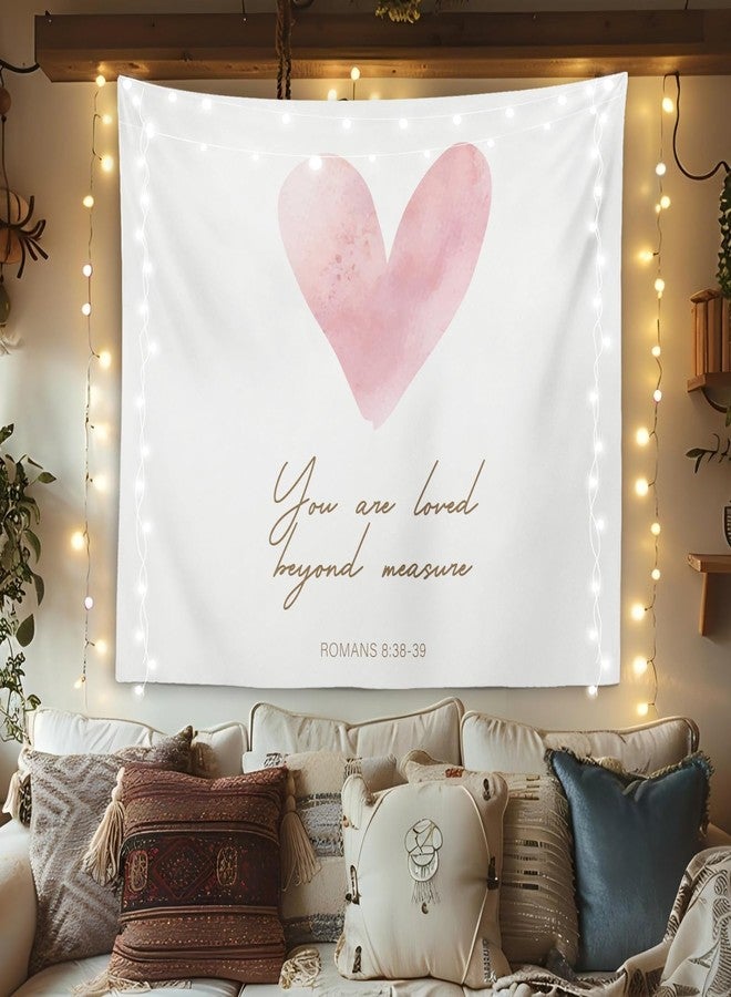 OXW Christian Bible Verse Tapestry Wall Hanging, Christian Scripture Wall Art Decor, Bible Verses Wall Decor for Prayer Room Church Bedroom, You Are Loved Beyond Measure, 50×60 inches - Image 1